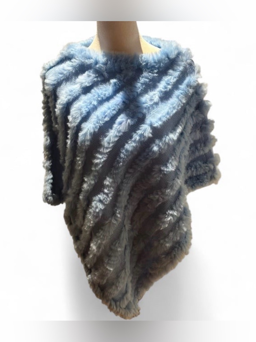 Vintage 90s Aimee Lynn knitted rabbit fur poncho capelet shawl